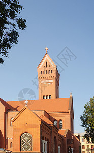 蓝色的寺庙圣西蒙堂和海伦娜红会白俄罗斯明克马天主教公会图片