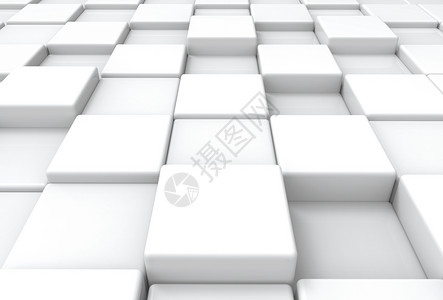 墙3d抽象白色平方圆形立体盒堆叠地背景的投影视图墙纸盒子图片