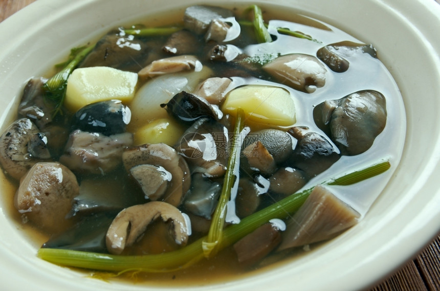 美味蔬菜白俄罗斯传统蘑菇汤关闭了白俄罗斯传统蘑菇汤素食主义者图片