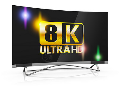 8k高清超高清白色的等离子体现代电视屏幕上有8K超HD刻录设计图片