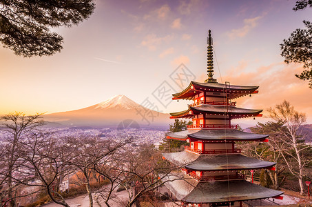 忠灵塔和富士山图片