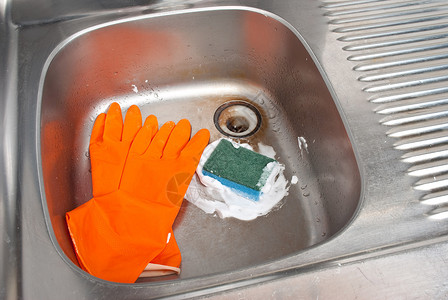 打扫用手套清洗厨房水槽涤海绵图片