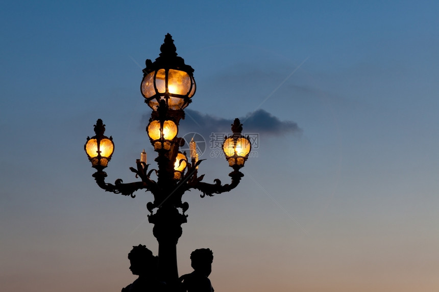 亚历山大三世桥的街灯法国巴黎兰西岛旅游欧洲的图片