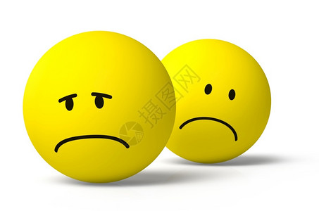 两个朋友伤心悲哀特点两个黄色的3DDmoji符号悲伤和不愉快的图标一起在白色背景上投影设计图片