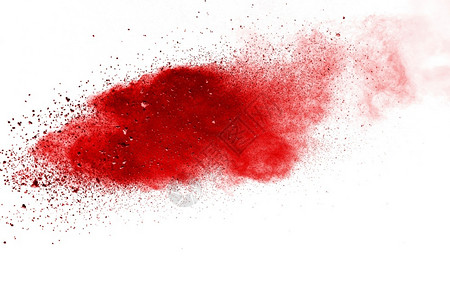 白背景的红色粉末爆炸彩云多的灰尘爆炸肮脏抽象啪一声图片