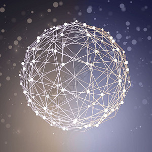 未来派粒子结构体抽象圆圈连接线背景图片