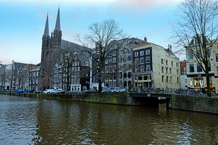欧洲荷兰阿姆斯特丹市风景来自荷兰阿姆斯特丹运河首都图片