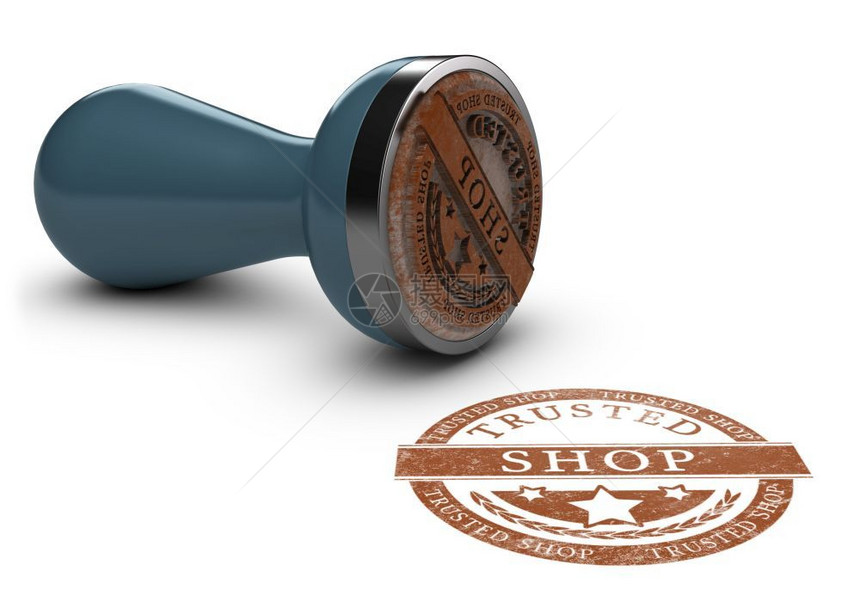 营销安全的印记在白色背景上印有文本信任商店的橡胶印章用于显示可信赖的在线购物受信任商店标记的图像概念OverWhite图片