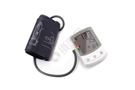 诊断措施控制白色背景孤立的数字血压监测器数字血压监测仪图片