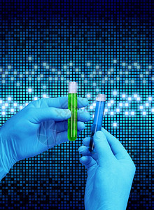 分析仪形象的手套医疗数字科学实验室的手用Wihht玻璃试管设计图片