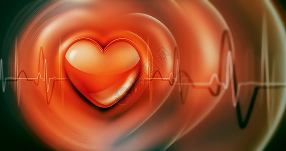一种带有脉线和红心的医学抽象背景包括脉系和红心形象的卫生保健图片