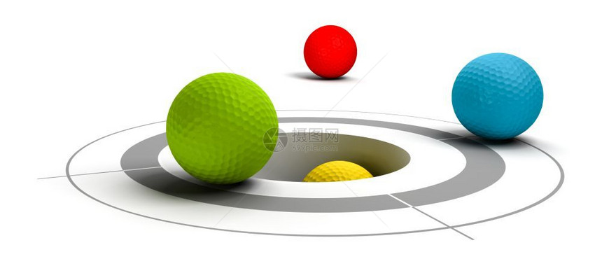 多彩高尔夫球靠近一个目标和洞伙伴获胜高效的图片