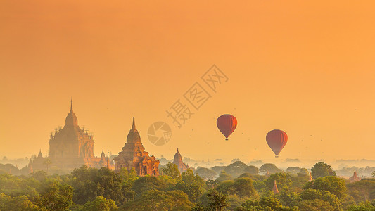 缅甸日落时的风光图片