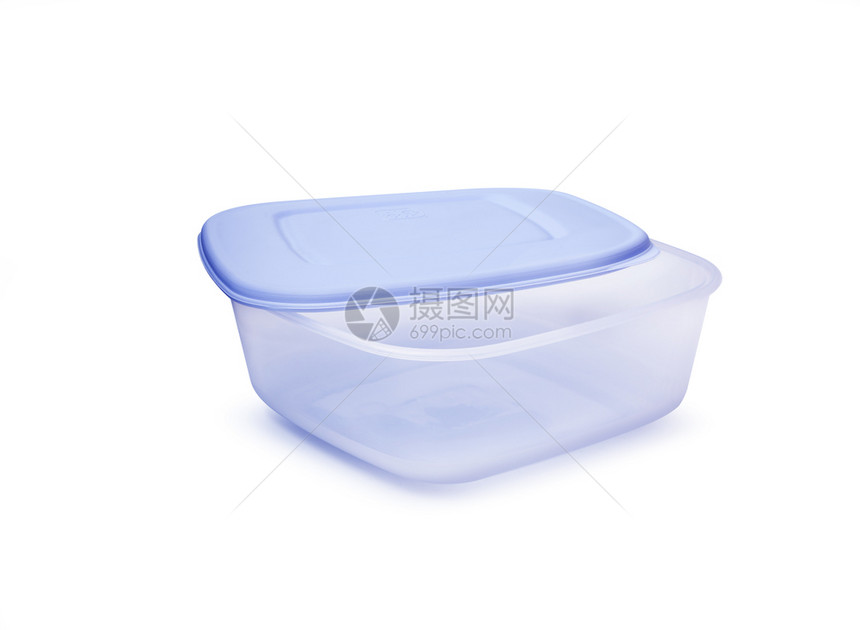 蓝色的浴缸新鲜白色背景塑料食品储存容器有剪片路口图片