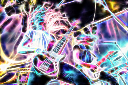 吉他演出摇滚音乐家特殊效果抽象金属岩石模糊设计图片