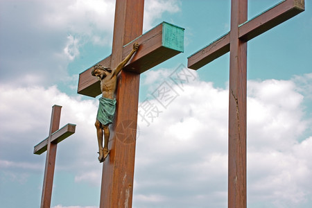 耶稣在十字架上基督被钉死在上帝的象征永恒的爱钉在上老的钉背景