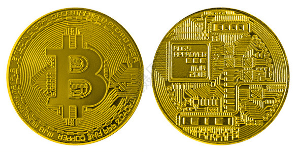 bitcoin电子的银行业数字货币Bitcoin孤立于白色背景的插画