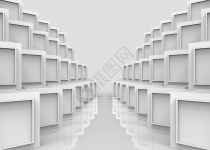渲染白色的3d使立方体盒上现代结构图案成为白色立方体箱堆叠壁背景墙纸图片