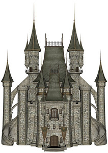 castle建筑学在白色背景中被隔离的美丽详细城堡3D变成Castle3D建造美丽的设计图片