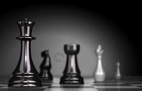 预料竞赛营销黑色背景的象棋游戏商业战略或定位类棋游戏的插图和显示团队设计图片