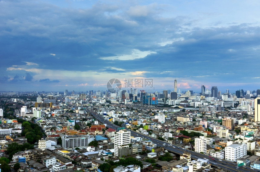 天际线现代建筑曼谷市中心商业区现代建筑的交通图片