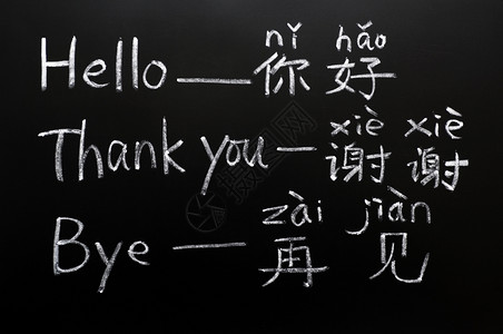 象征从问候开始在黑板上学习中文从问候开始木板黑色的背景图片