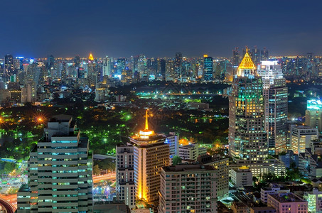 曼谷黄昏夜景区商业曼谷夜景的市风夜泰国暮晚图片