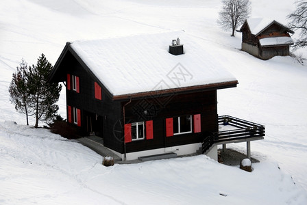 瑞士村庄Grindelwald的一栋小屋舱圣诞节顶图片