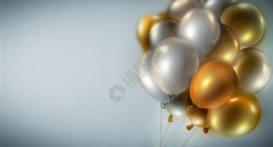 彩金银气球三维图像喜庆背景和气球的3D图象背景节日团体庆祝图片