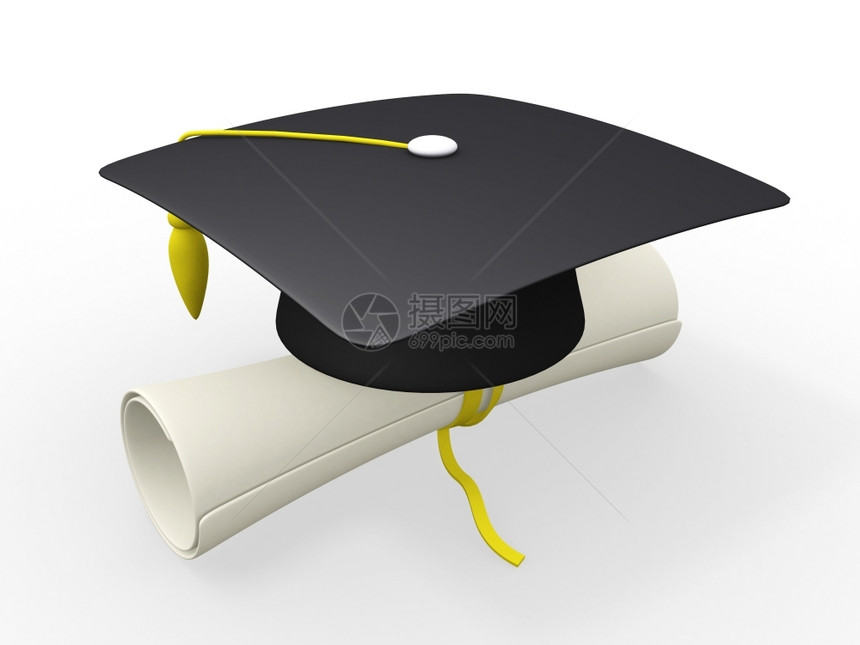 丝带帽子学生3d毕业上限和文凭图片