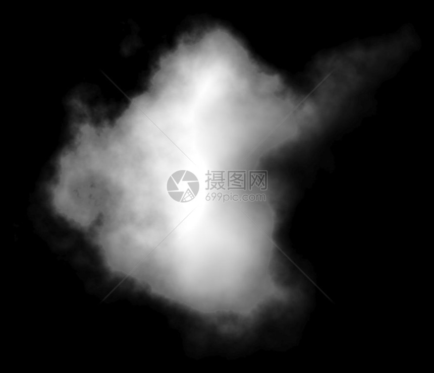 白色的质地灰云白单在黑色背景上隔离3D图片