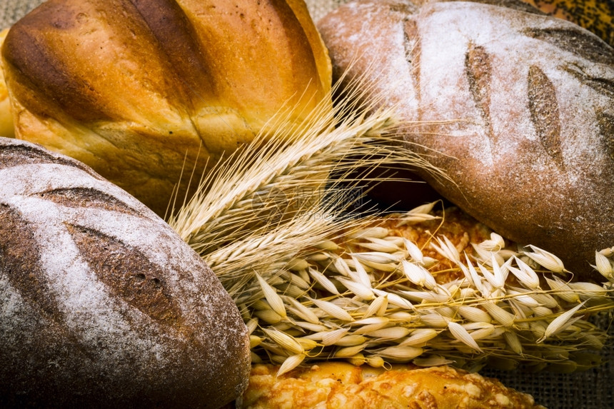 燕麦白色的新鲜面包背景有机的图片