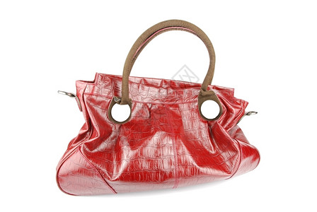 女化手提包店铺白背景孤立的红色妇女皮包袋图片