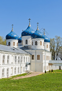 文化历史绿色俄罗斯VelikyNovgorod的圣乔治斯修道院图片