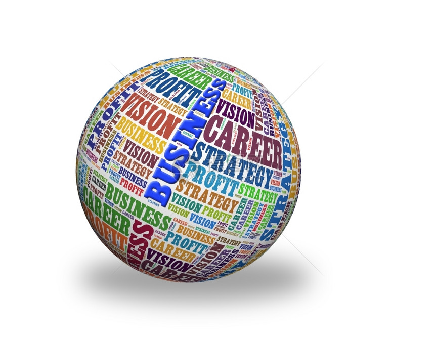 经理单词以字云为商业战略设计在3D圆球上有阴影目标图片