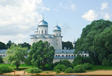 伸大拇哥乡村的极速俄罗斯大诺夫哥德尤里耶修道院正统背景