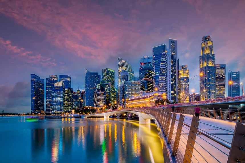 新加坡市中心城天际线商业区的城市景观在暮光之城旅游吸引力客图片
