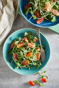 营养自然美味的盘上新鲜蔬菜混合沙拉图片