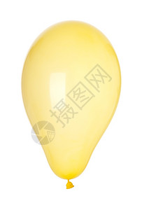 吹白色背景上孤立的黄色充气球惊喜空图片素材