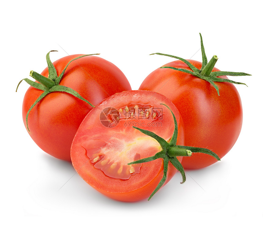 健康番茄酱烹饪白色背景与世隔绝的新鲜红番茄图片