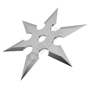 手里剑白色背景的Shuriken3d插图日本人谋杀运动设计图片