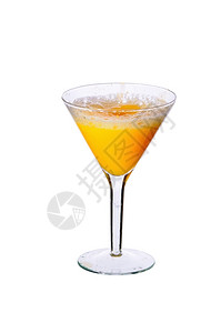 白底孤立的葡萄酒杯中橙汁玻璃一种溅起图片