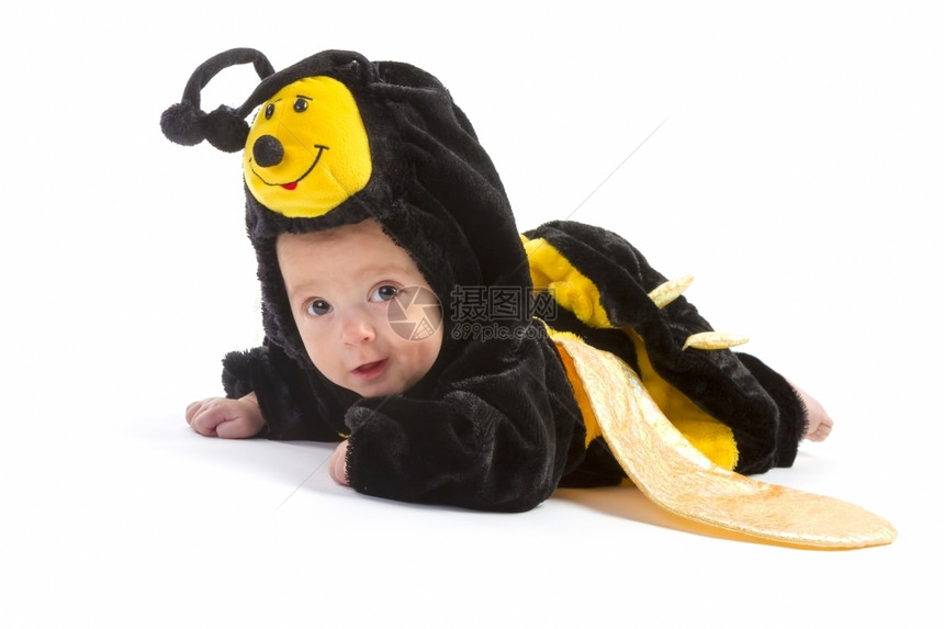 穿着可爱蜜蜂服装的婴儿图片
