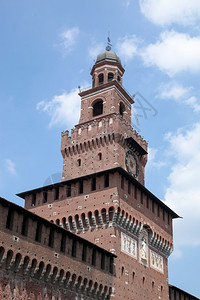 欧洲建筑学的意大利米兰斯福萨城堡高清图片
