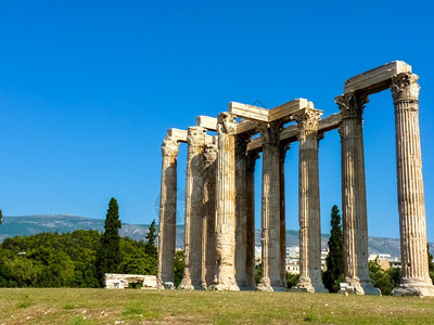 景观古老的奥林匹安宙斯亚圣殿希腊雅典古物结石图片