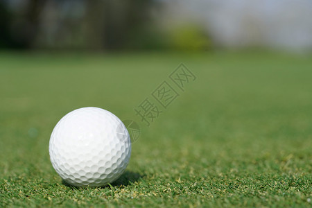 课程天空在一个绿色草地上的高尔夫球细节背景图片
