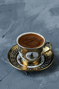 杯子放松灰色背景的土耳其咖啡火鸡传统的高清图片素材