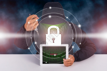 杀毒软件安全数据概念有图标锁定屏的黑客安全保护免受黑客的攻击网络盾图片