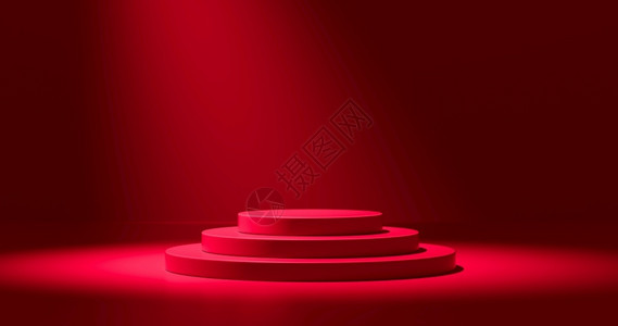 齿顶圆为了框架圆形的圣诞产品展示红色讲台上空白灯背景色梯度顶底发光在工作室3D层阴影下放置彩色圆页设计图片