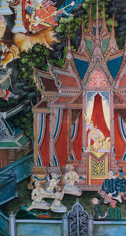 墙佛像在泰国SuphanBuri的生平武里本国的图片